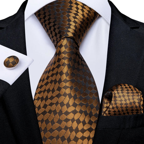 gold geometric pattern tie