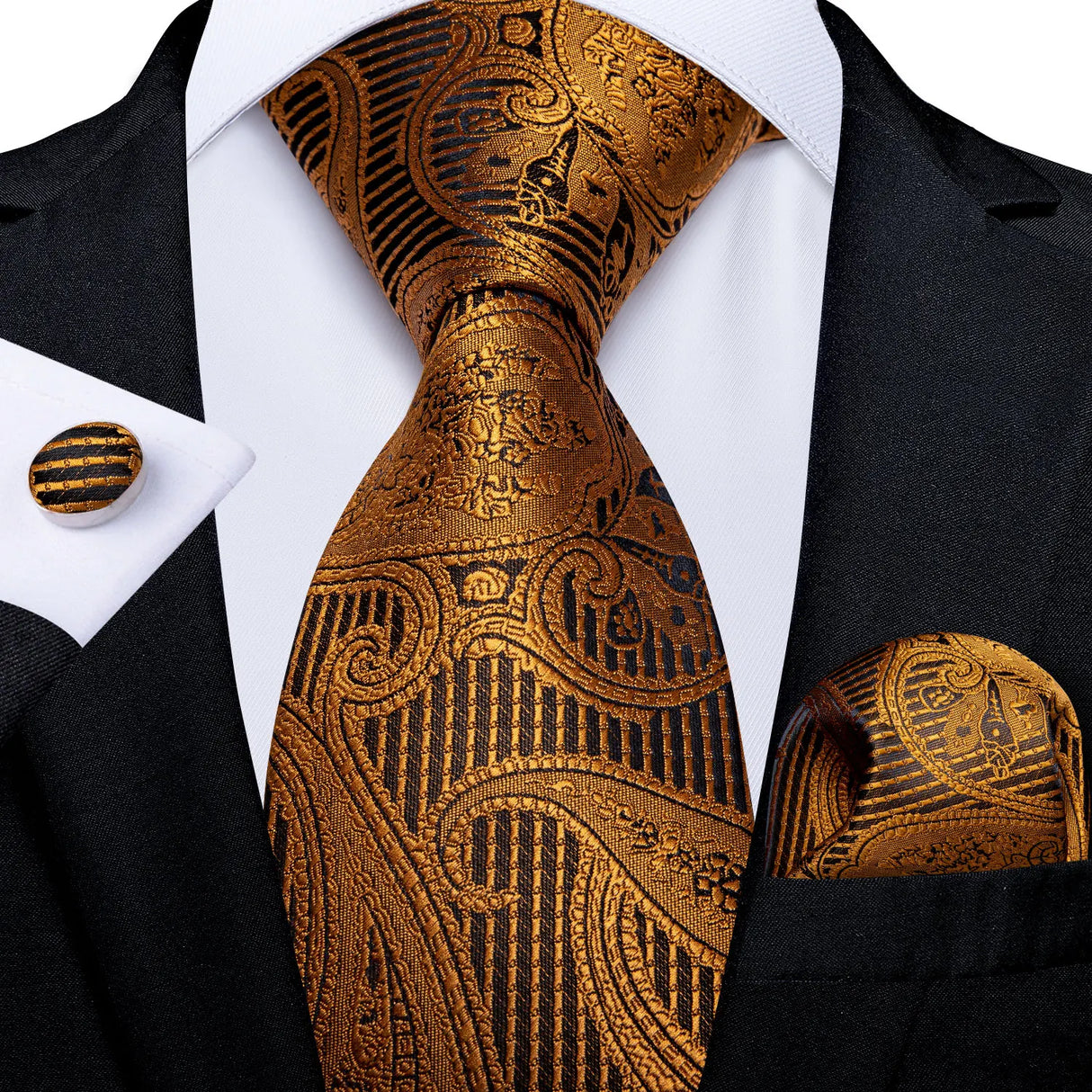 gold floral pattern necktie