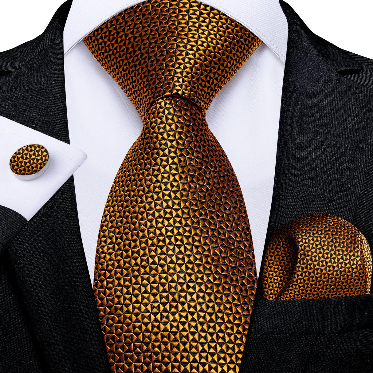 gold geometric pattern tie