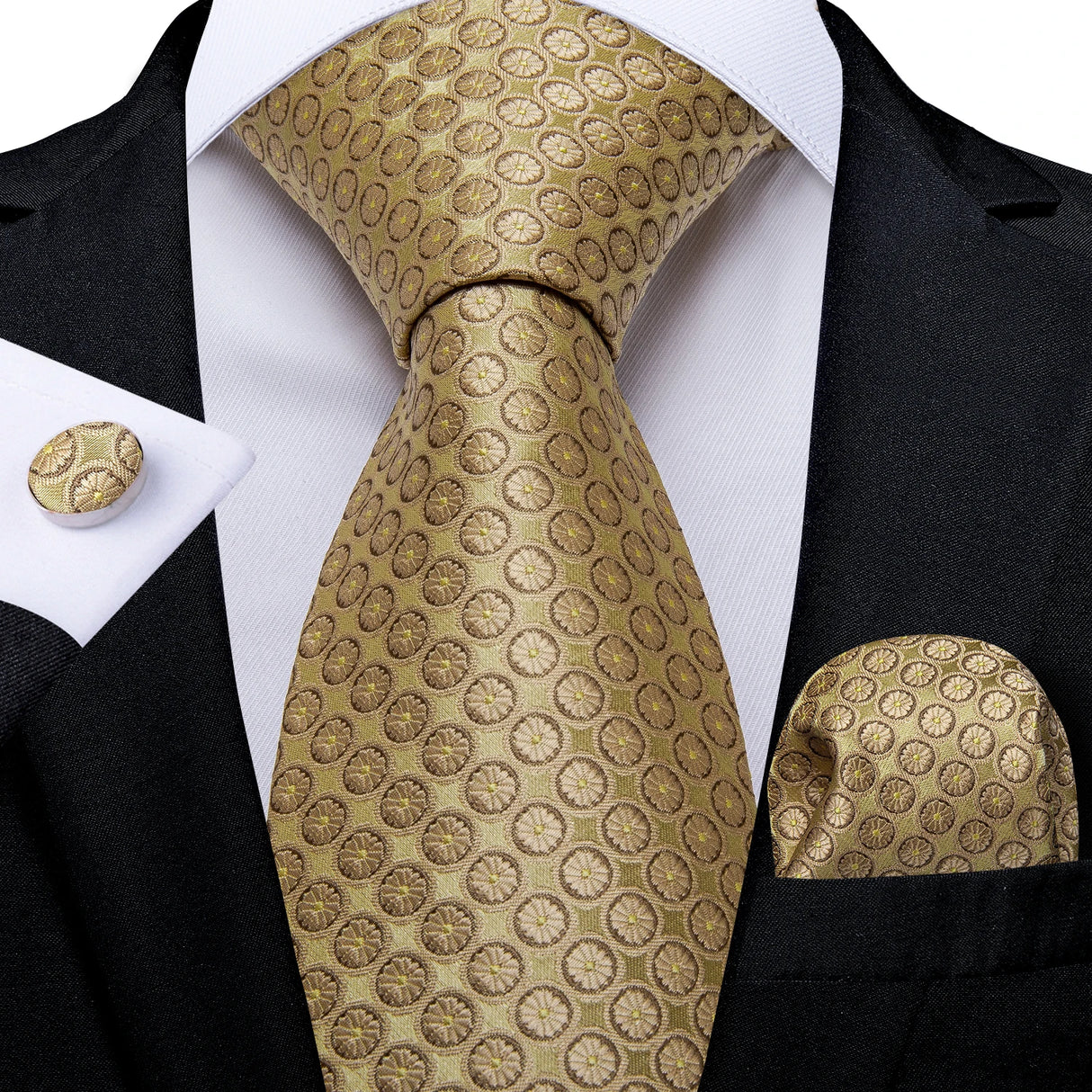 gold circle pattern tie