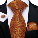 orange gold floral pattern tie