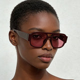 Model Using Outdoor Driving Big Frame Square Sunglasses