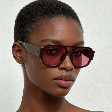 Model Using Outdoor Driving Big Frame Square Sunglasses