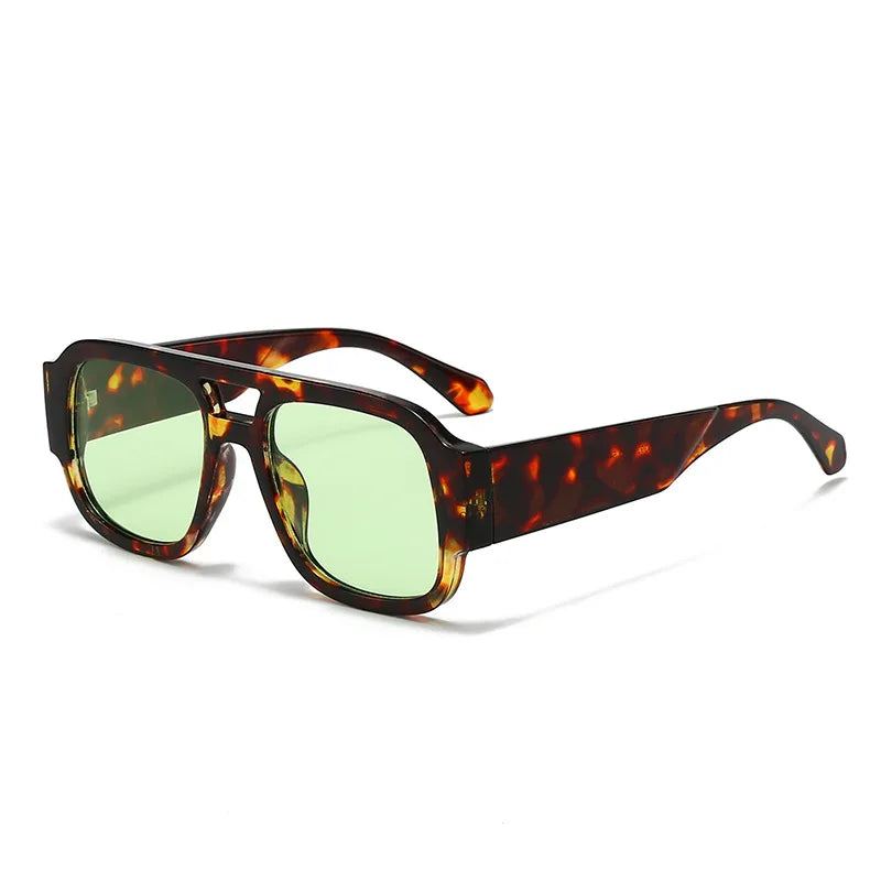 Leopard Outdoor Driving Big Frame Square Sunglasses