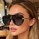 Model Using Outdoor Fashion Protective UV Resistant Sunglasses