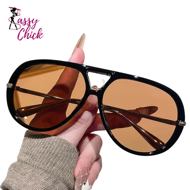 Outdoor Oversized Leopard Green Sunglasses Sassy Chick Logo
