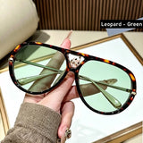 Outdoor Oversized Leopard Green Sunglasses