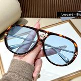 Outdoor Oversized Leopard Green Sunglasses