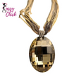 Oval Glass Crystal Pendant Necklace Sassy Chick Logo