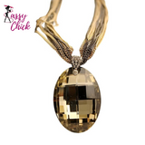 Oval Glass Crystal Pendant Necklace Sassy Chick Logo