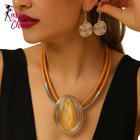 Oval Shape Colorful Crystal Jewelry Sets Sassy Chick Logo