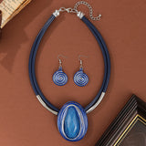Blue Oval Shape Colorful Crystal Jewelry Sets