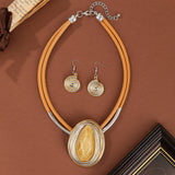 Brown Oval Shape Colorful Crystal Jewelry Sets