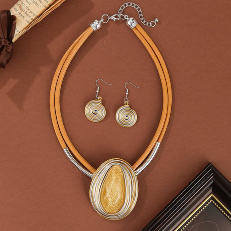 Brown Oval Shape Colorful Crystal Jewelry Sets