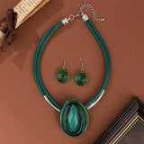 Green Oval Shape Colorful Crystal Jewelry Sets