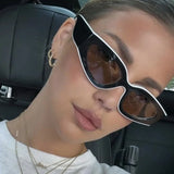 Model Using Oval UV400 Retro Cost Effective Sunglasses