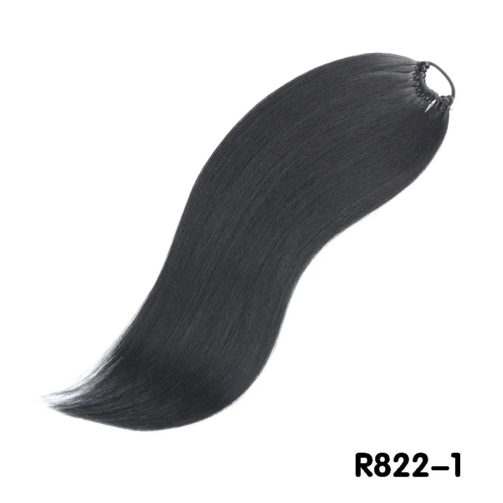 Black Overhead Tail Straight Synthetic Ponytail Hair Extensions
