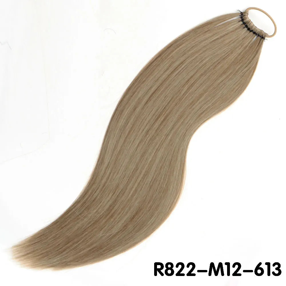 Brown Overhead Tail Straight Synthetic Ponytail Hair Extensions