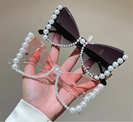 Collection of Oversize Frameless Pearl Cat Eye Sunglasses