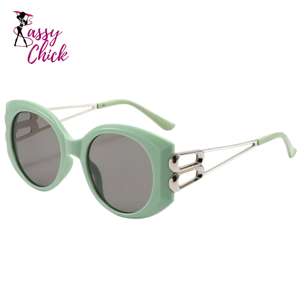 Oversize Square Hollow Cat Eye Sunglasses Sassy Chick Logo