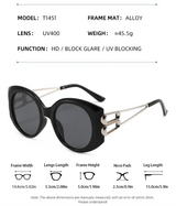 Details of Oversize Square Hollow Cat Eye Sunglasses