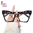Oversized Blue Light Blocking Cat Eye Glasses Sassy Chick Logo