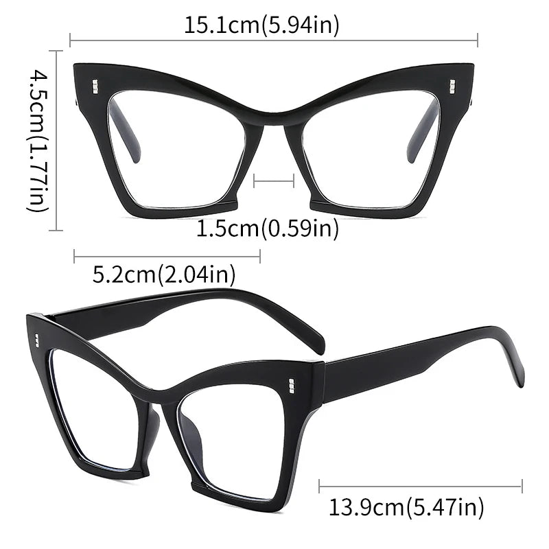 Size of Oversized Blue Light Blocking Cat Eye Glasses