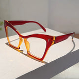 Red Oversized Blue Light Blocking Cat Eye Glasses