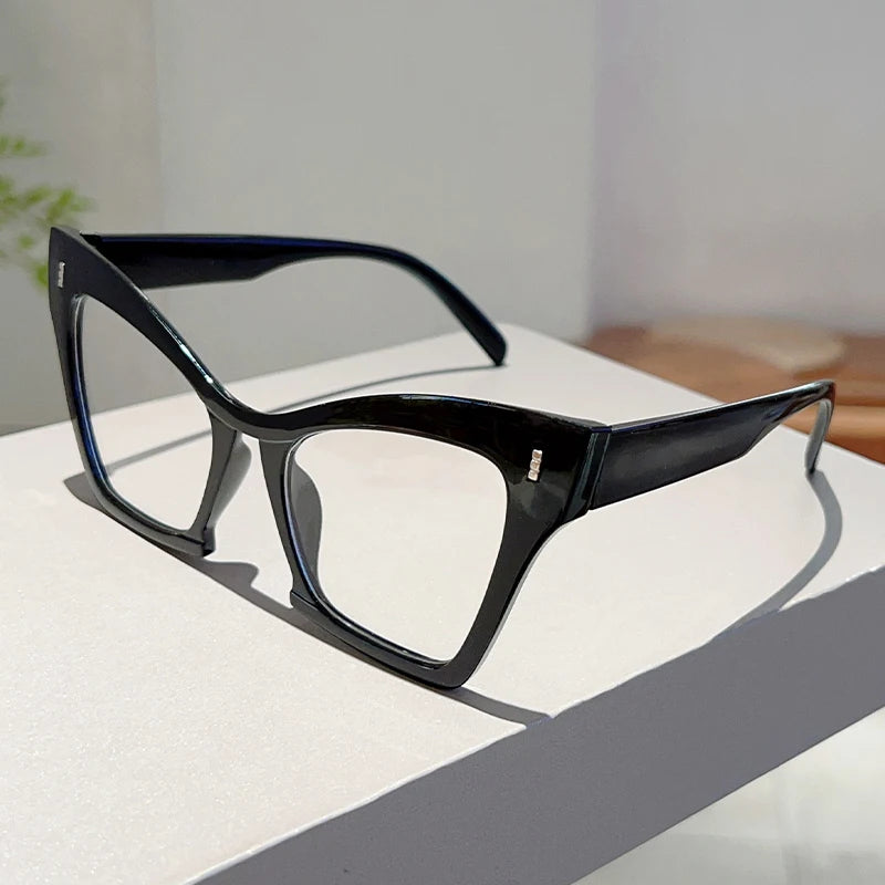 Black Oversized Blue Light Blocking Cat Eye Glasses
