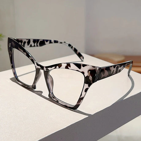 Black White Transparent Oversized Blue Light Blocking Cat Eye Glasses