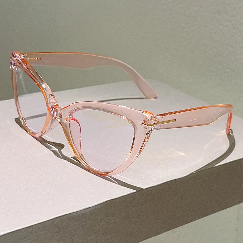 Pink Oversized Cat Eye Blue Light Blocking Optical Frames Reading Glasses
