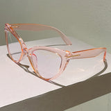Pink Oversized Cat Eye Blue Light Blocking Optical Frames Reading Glasses