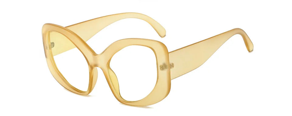 Transparent Brown Oversized Cat Eye Chunky Reading Glasses