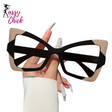 Oversized Cat Eye Contrast Color Design Glasses Sassy Chick Logo