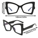 Size of Oversized Cat Eye Contrast Color Design Glasses