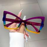 Multicolor Oversized Cat Eye Contrast Color Design Glasses