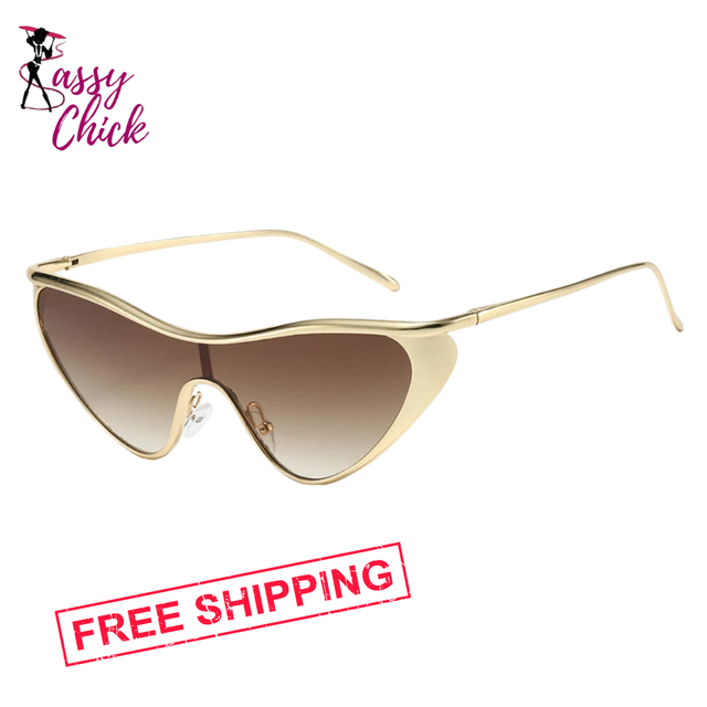 Oversized Cat Eye Sunglasses Sassy Chick Logo