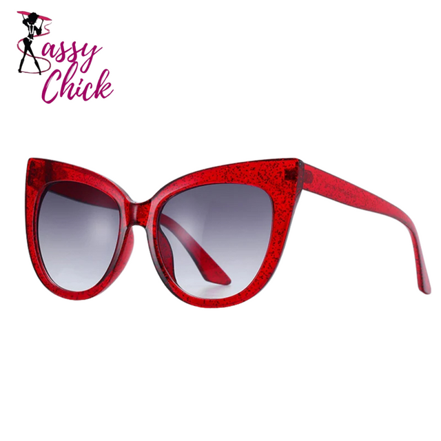 Oversized Cat Eye Women Sunglasses Sassy Chick Logo