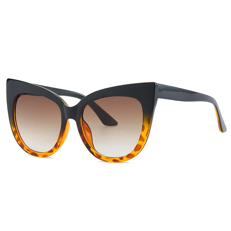 Oversized Cat Eye Women Sunglasses black/ leopard