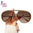 Oversized Double Bridge Pilot Sunglasses Sassy Chick Logo