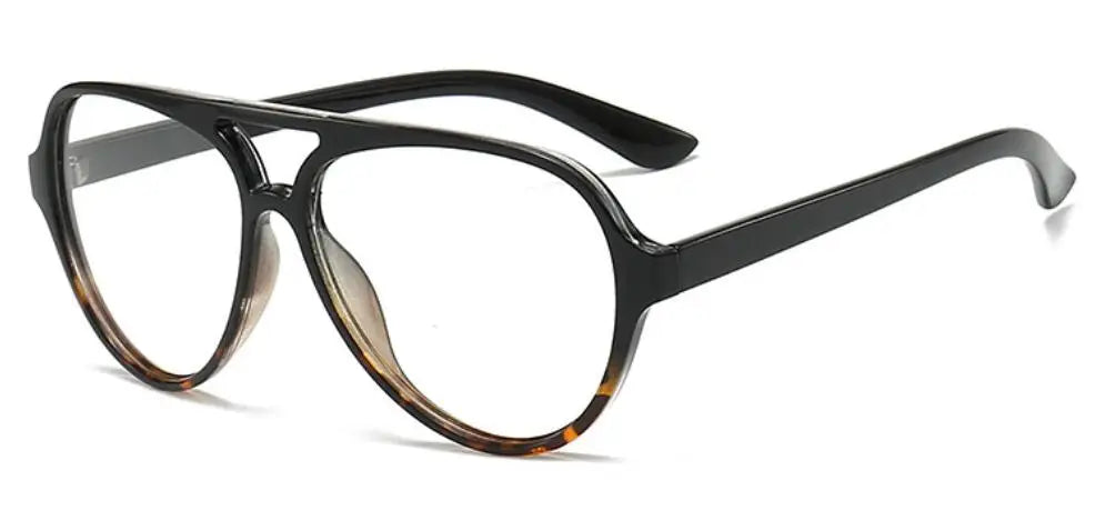 Oversized Double Bridges Reading Eyeglasses black/ leopard