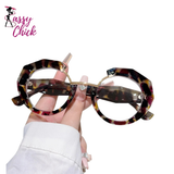 Oversized Fashion Blue Light Blocking Irregular Glasses Sassy Chick Logo