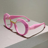 Pink Oversized Fashion Blue Light Blocking Irregular Glasses