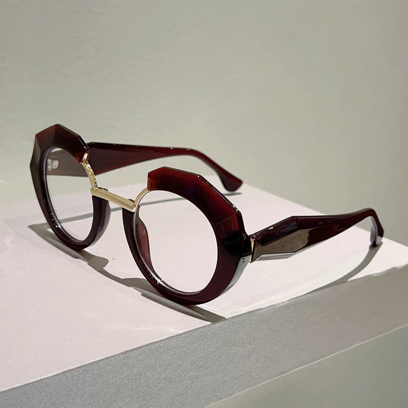 Brown Oversized Fashion Blue Light Blocking Irregular Glasses