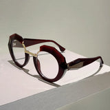 Brown Oversized Fashion Blue Light Blocking Irregular Glasses