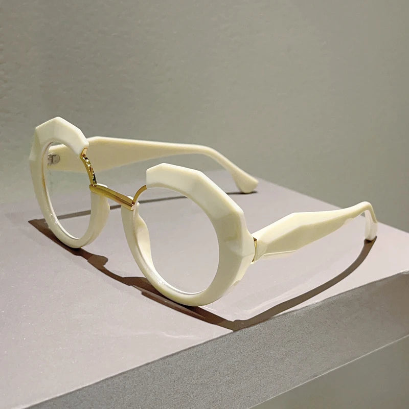 White Oversized Fashion Blue Light Blocking Irregular Glasses