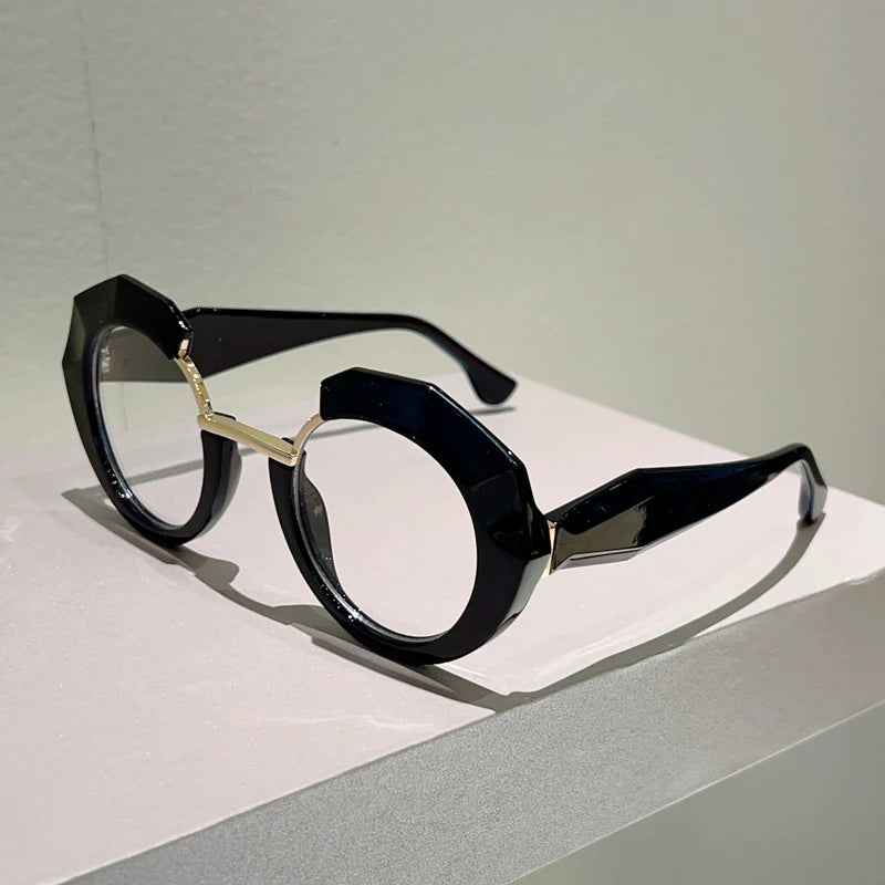 Black Oversized Fashion Blue Light Blocking Irregular Glasses