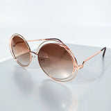 Rose Gold Oversized Fashion Round Gradient Lenses Sunglasses