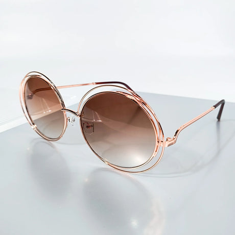 Rose Gold Oversized Fashion Round Gradient Lenses Sunglasses