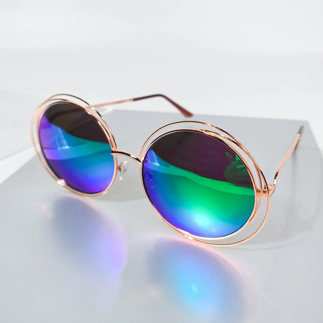 Blue Oversized Fashion Round Gradient Lenses Sunglasses